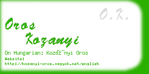 oros kozanyi business card